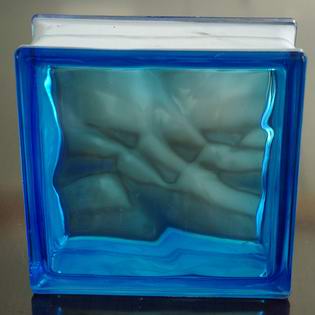 Blue Cloudy Glass Block